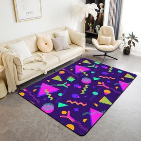 Memphis Area Rug 3x5 Hipster Retro Rug 80s 90s Hip Hop Funky Carpet for Bedside Colorful Pop Art Inspired Watercolor Eighties Memphis Geometrical 80s Non Shedding Decorative Rug