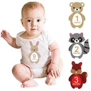 12pcs Baby Milestone Sticker, Gender Neutral Monthly Stickers for Baby boy or Girl, Create Beautiful Memories with Our Cute Animal Designs