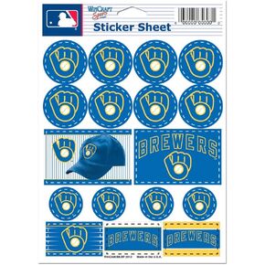 MLB Milwaukee Brewers 27171012 Vinyl Sticker Sheet, 5" x 7"