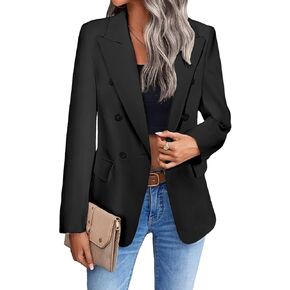 Work Blazer Jacket for Women 2023 Womens Casual Work Clothes Outfits Office Business Professional Interview Attire Plus Szie Oversize Winter Blazers Jackets Suits Suit Black L