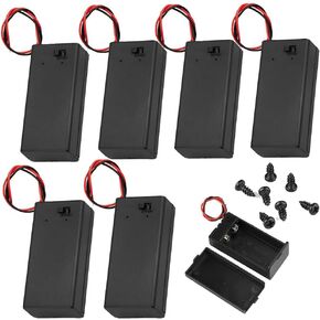 (Pack of 7) 9V Battery Holder, 9V Battery Holder with ON/Off Switch, 9 Volt Battery Case Box with Leads for Electronics Projects, Student Experiment, LED Lights and Other Devices