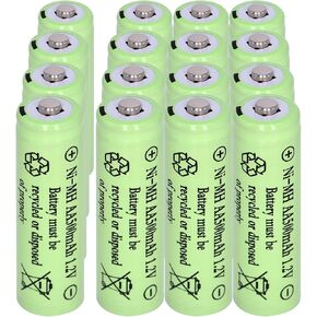 16 Packs AA 500mah Solar Lights Batteries,1.2V Ni-MH Rechargeable Double A Battery for Outdoor Solar Lights, String Lights, Pathway Lights