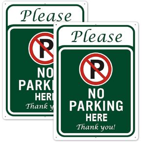 Clotide 2 Pack No Parking Here Sign, 10" x 14" Aluminum Private Property Sign, UV Resistant, Scratch, Waterproof and Weatherproof