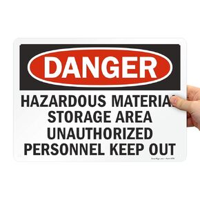 SmartSign "Danger - Hazardous Material Storage Area, Keep Out" Sign | 10" x 14" Aluminum