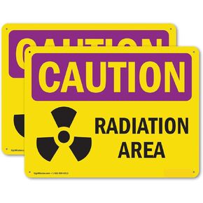 (2 Pack) Radiation Area OSHA Caution Radiation Sign 10 Inch X 7 Inch Vinyl Label Decal Sticker Weather Resistant, UV Protected for Workplace, Business, and Construction Site, Made in the USA