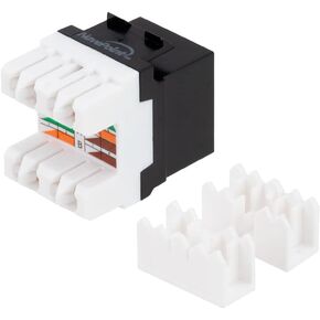 NavePoint CAT6 Keystone Jack, Snap-in, 180-Degree Termination, Thermoplastic, Black, 50-Pack, CE Compliant