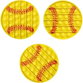 3 Pack Sports Pop Fidget Bubbles Push Toy Boys Stocking Stuffer Children Silicone Squeeze Toy Kids Birthday Party Favor Holiday X-Mas Toy (Baseball 3-Pack)