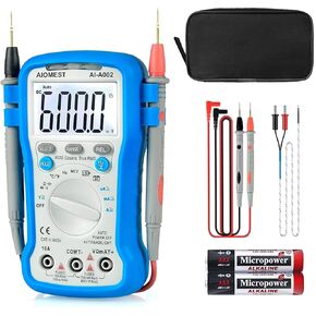AIOMEST 6000 Counts TRMS Digital Multimeter Auto Ranging - Electrical Meter Multitester for AC/DC Current Voltage Resistance Capacitance Frequency/Duty, Diode/hFE, NCV, Temperature with Auto Backlight