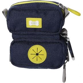 BUILT Duo Leash Bag (Pet Waste Bag & Treat Holder), Navy and Yellow