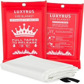 Emergency Fire Blanket for Home & Kitchen - 2 Pack - 40" x 40" - High Heat Resistant Flame Retardant Blanket - Emergency Thermal Blanket - Fire Blankets to Smother A Kitchen Fire