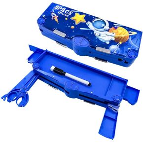 Pop Up Multifunction Pencil Case for Girls and Boys, Cute Cartoon Pen Box Organizer Stationery with Sharpener, Scissors, Schedule, Whiteboard, Both Sides Open, Best Gifts for Kids(Pink)