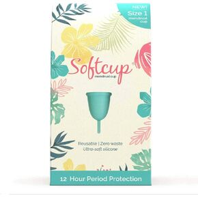 Softcup Menstrual Cup | Reusable Period Cup | Ultra-Soft Medical-Grade Silicone | Leak-Free, 12-Hour Wear | Made in The USA (Size 1)