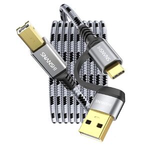 SNANSHI USB B to USB C Cable 4 FT, Nylon Braided USB C to USB B Printer Cable for Printer,Scanner, MIDI to USB C Cable Compatible with Yamaha Piano MIDI Keyboard, DAC, DJ Controller