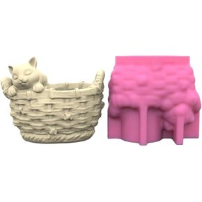 Woven Flower Basket Flower Pot Silicone Mold Succulent Planter Vase Concrete Mold Candle Jar Plaster Epoxy Resin Cement Clay Mould