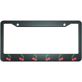 HOSNYE Little Red Cherries License Plate Frame Lovely Arrangement Metal License Plate Cover Front Plates Frames Car Tag Frame for Women Men US Vehicles Standard