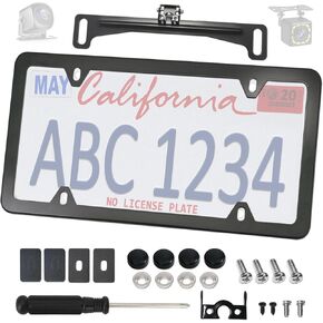 Aootf Universal Car Rear View Camera License Plate Bracket Kit, Black License Plate Frame and Backup Camera Holder, Dash Cam Mirror Camera Mount Kit- Only for Backup Rearview Camera