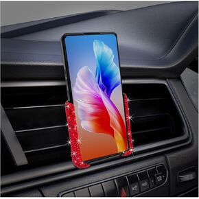 Bling Car Phone Holder, 360°Adjustable Mini Dash Air Vent Automatic Phone Mount, Crystal Air Vent Clip Cell Phone Holder for Women and Girls, Vehicle Interior Accessories (Purple)