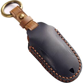 Premium Leather Key Fob Cover for Tesla Model 3 Model Y Model S Remote Key Case Holder Protector Accessories (Blue)