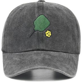 Pickleball Hat,Adjustable Washed Denim Embroidered Pickleball Racket Cap for Men Women Pickleball Fan