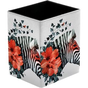 Rectangular Pencil Holder for Desk Animal Tiger Large Capacity Pen Cup PU Leather Makeup Brush Holder Office Desk Organizer