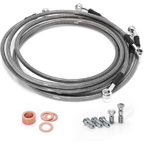 3 Pieces/Set ATV Stainless Steel Brake Lines Front Rear Braided Brake Lines Replacement for Yamaha Banshee 350