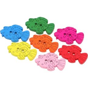 STOBOK Craft Buttons Cartoon Fish Button Fish Wooden Buttons Replaceable Wooden Buttons Colorful Buttons for Kids Animal Buttons Wooden Crafts Decor 100pcs