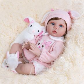 Reborn Baby Dolls, 22 Inch Lifelike Reborn Baby Doll Girl, Realistic Smiling Dolls That Look Real, Soft Weighted Vinyl Christmas Reborn Dolls Set for Kids Age 3+