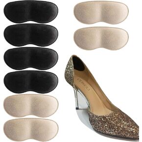 Heel Pads for Women Men Shoes,Heel Cushion Insert Prevent Foot Pain,Blisters,Filler,Rubbing for Loose Shoe (4 Pairs) (Black+Apricot)