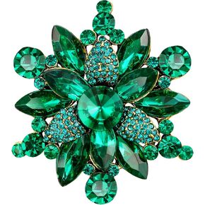 BriLove Women's Crystal Rhinestone Marquise Flower Brooch Pin for Party Prom