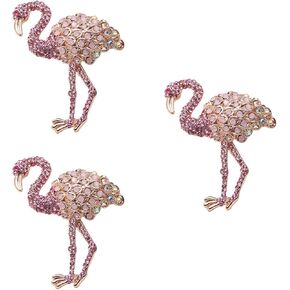 Gatuida 3pcs Crystal Flamingo Brooch Pins Fashion Alloy Flamingo Brooch for Women Girls Diamond Broaches(Pink)