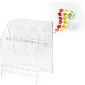 Adjustable Label Dispenser, Acrylic Sticker Dispenser, Transparent Sticker Roll Holder Label, Sticker Holder Organizer Label Stand for Holding Sticker Label Office and Home Desktop (3 Deisks)