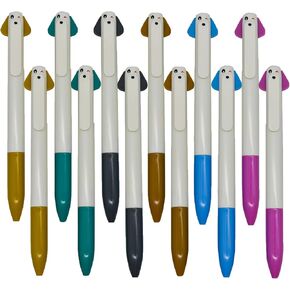 Maydahui 24PCS Dog Ballpoint Pen Cute Cartoon Animal Pens 2 in 1 Retractable Pen Black Red Gel Ink for Office School Stationery Supplies