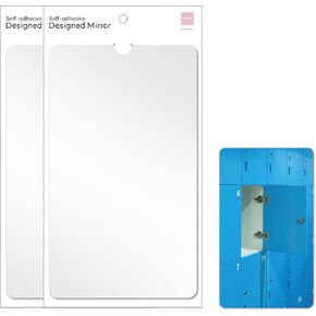 2PCS MYRO Self-Adhesive Designed Mirror 7" x 12“ Shatterproof Locker Mirror Shower Bathroom Mirror with Strong Adhesive Tapes, Ideal for School Classroom Playroom Office Camping, 3.5OZ, Square