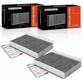 A-Premium 2-PC Cabin Air Filter with Activated Carbon Compatible with Jeep, Dodge & Fiat Models - Compass 2017-2022, Renegade 2015-2023, Hornet 2023, 500L 2014-2020, 500X 2016-2023 - Behind Glove Box
