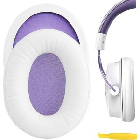 وسائد أذن بديلة من Geekria QuickFit لسماعات الرأس HyperX Cloud Alpha وAlpha S وAlpha Limited Edition وسائد أذن للألعاب، وسادات أذن لسماعات الرأس، وقطع إصلاح غطاء أكواب الأذن (أبيض)