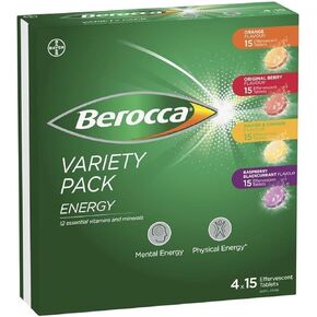 Berocca Energy Variety Pack Effervescent Tablets 60 Count