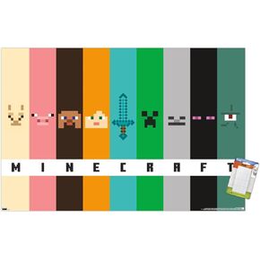 Trends International Minecraft - Pixel Bars Wall Poster, 22.37" x 34.00", Premium Poster & Mount Bundle
