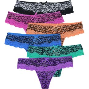 ToBeInStyle Women’s Pack of 6 Invisible Low-Rise No-Show Invisible Seamless Thong Panties