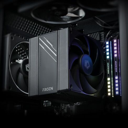 ID-COOLING FROZN A410 DK CPU Cooler, All-black Layout Single Tower with 2x120mm FDB Fans in a Push-pull Configuration, Noninterference with RAM, Compatible with Intel and AMD latest Sockets in Kuwait