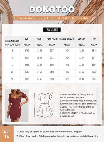 Dokotoo Womens Ribbed Sweater Dress Square Neck Puff Short Sleeve Side Slit Bodycon Summer Mini Dresses in Saudi Arabia