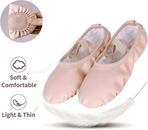 Dance Shoes for Women Breathable Leather Ballet Slippers Flats Split Sole for Adult in Saudi Arabia