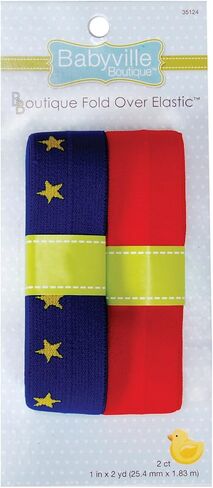 Babyville Boutique 35124 Fold Over Elastic, Stars & Solid Red in Saudi Arabia