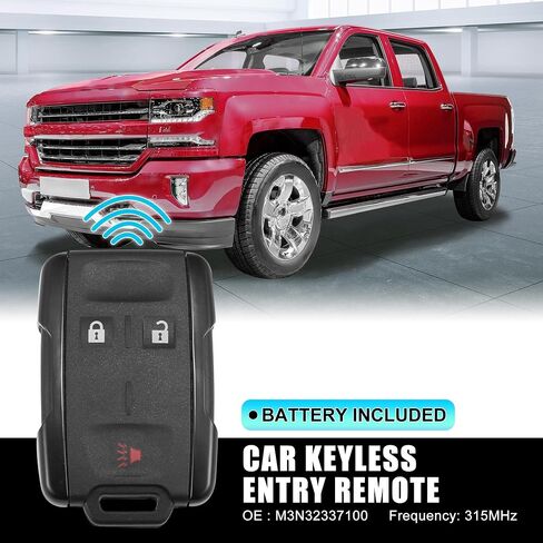 X AUTOHAUX 2 قطعة 3 أزرار دخول بدون مفتاح للتحكم عن بعد استبدال مفتاح فوب القرب الذكي M3N32337100 لسيارة شيفروليه سيلفرادو كولورادو 14-17 315 ​​ميجا هرتز in Saudi Arabia