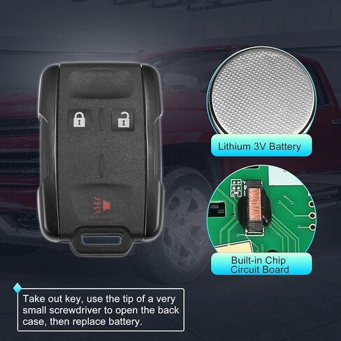 X AUTOHAUX 2 قطعة 3 أزرار دخول بدون مفتاح للتحكم عن بعد استبدال مفتاح فوب القرب الذكي M3N32337100 لسيارة شيفروليه سيلفرادو كولورادو 14-17 315 ​​ميجا هرتز in Saudi Arabia