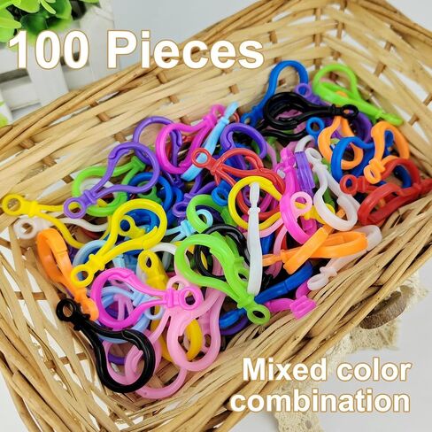 HUAJIAN 100PCS Keychain Clip,Mixed Colors Hard Plastic Key Chains for Hanging Ornaments Crafts Keychain Hook DIY Handmade,Toys Craft Clasps（100PCS） in Saudi Arabia