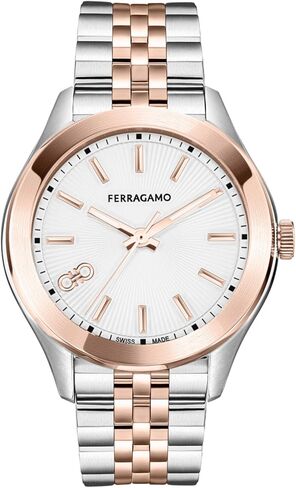 ساعة Ferragamo Classic Collection الفاخرة للسيدات مع سوار بلونين يتميز بحافظة بلونين وميناء فضي in Kuwait