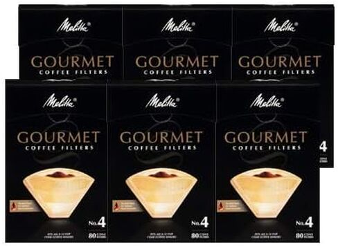 Melitta #4 Pour-Over Cone Coffee Filters, Beige, 80 Count (Pack of 6) 480 Total Filters Count in Saudi Arabia