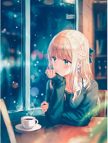 Zimal 5D DIY Diamond Painting Full Round Cartoon Japan Anime Girl Diamond Embroidery Cross Stitch Diamond Mosaic Decoration Gift 11.8 X 15.8 Inch in Kuwait