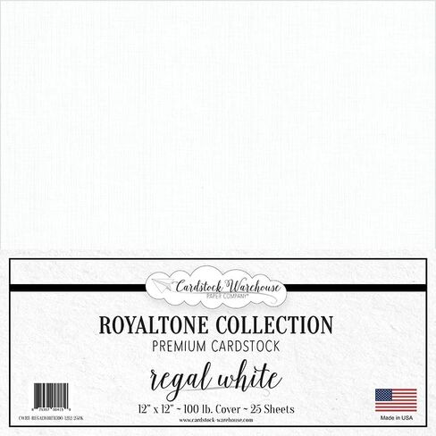 Cardstock Warehouse Royaltone Linen Regal White - 12 x 12" - 100 Lb. / 270 Gsm Matte Premium Cardstock Paper - 25 Sheets in Kuwait