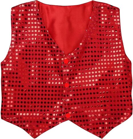 Kids Boys Girls Shiny Sequins Vest Shirt Jazz Hip-hop Dance Jacket Waistcoat Stage Performance Costume Accessory in Saudi Arabia